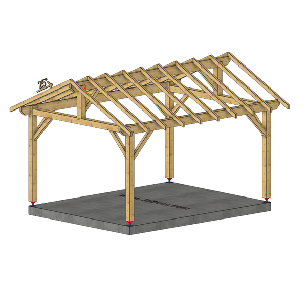 NANTOUX Auvent 2 pans, lxL 3.5x4.5m SAPIN