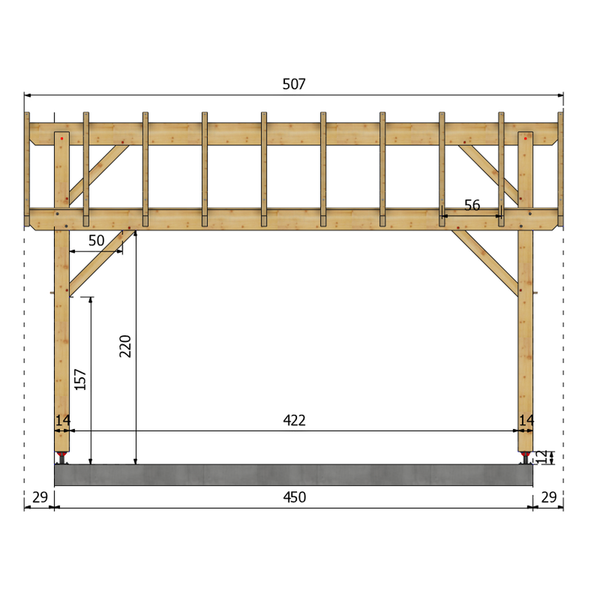 NANTOUX Auvent 2 pans, lxL 3.5x4.5m SAPIN