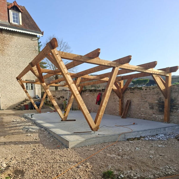 PECOS / CARPORT4 / POTEAUX V / 4 voitures, lxL 3.82x12.08m / Livraison OFFERTE