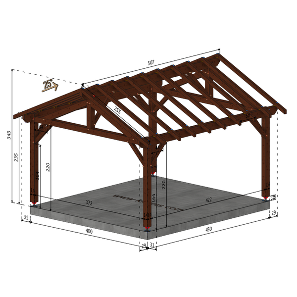 PEIGNEY Auvent 2 pans, lxL 4x4.5m SAPIN