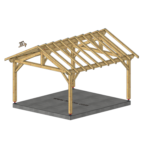 PEIGNEY Auvent 2 pans, lxL 4x4.5m SAPIN