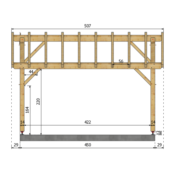 PEIGNEY Auvent 2 pans, lxL 4x4.5m SAPIN