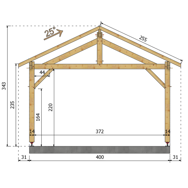 PEIGNEY Auvent 2 pans, lxL 4x4.5m SAPIN