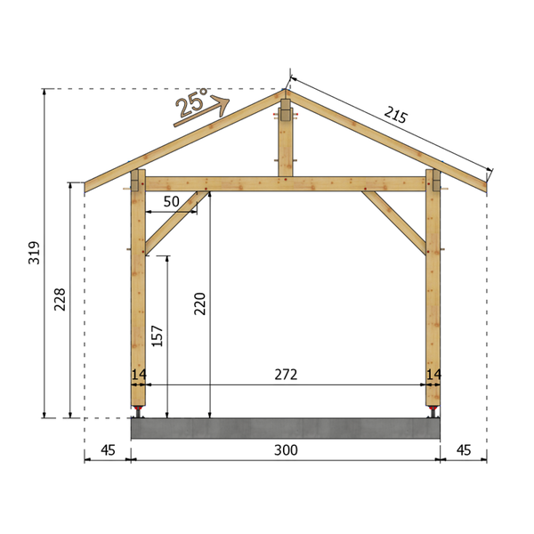 POMMARD Auvent 2 pans, lxL 3x6m SAPIN