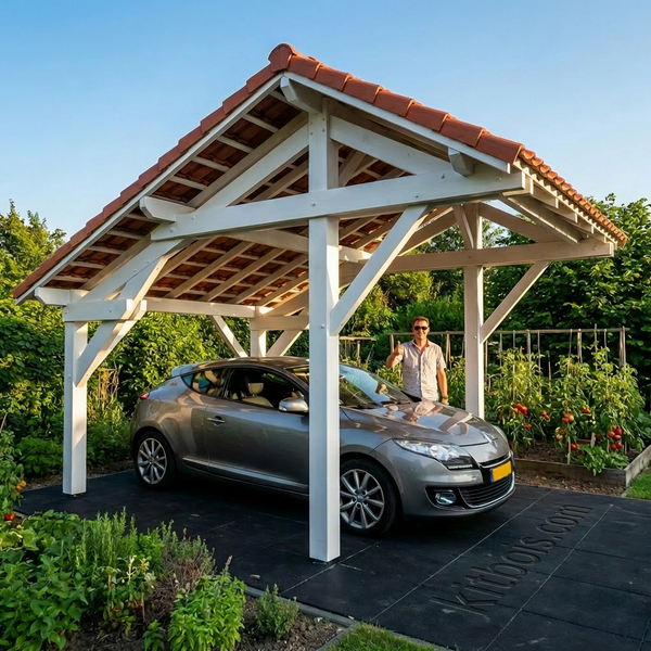 PUYGIRON Auvent 2 pentes inégales, lxL 3.5x3.2m SAPIN