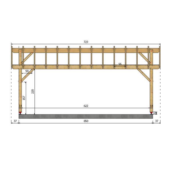 SANTOSSE Auvent 2 pans, lxL 3.5x6.5m SAPIN