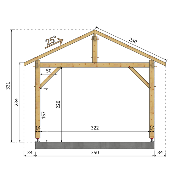 THURY Auvent 2 pans, lxL 3.5x5.5m SAPIN
