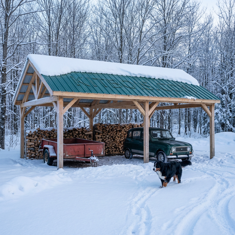 VISEU Hangar bois Ouvert / 2 pans  7.0 x 10.19m 25° de pente
