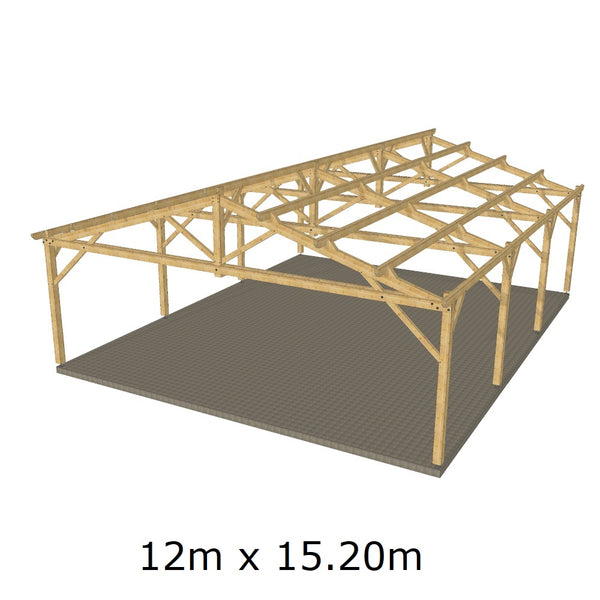 Hangar bois modèle SETUBAL / 2 pans 12.0 x 15.20m 17° de pente