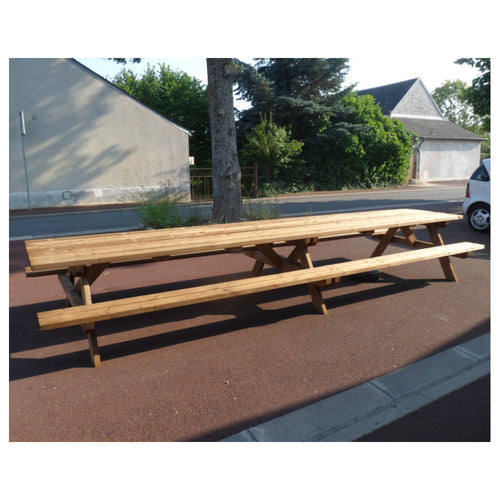 TABLE MODELE GARGANTUA / Table de camping SPECIALE 510 cm traitée autoclave marron