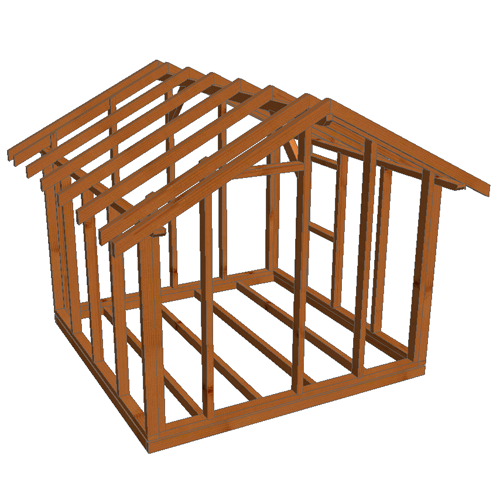 plan 3D d'une cabane en kit 3 x 3 m à barder soi-même