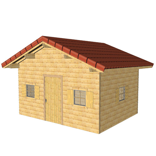 Plan 3D d'un madrier de 100mm habitable Modèle SALINS 4.0 x 5.0m