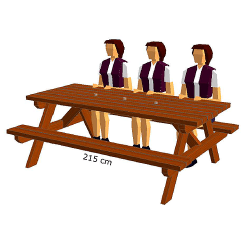 TABLE MODELE ARAMIS / Table de camping 215 cm traitée autoclave marron