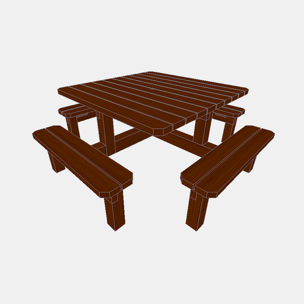 TABLE MODELE GASCON / Table carrée 8 personnes PRO plateau 129 cm x 129 cm